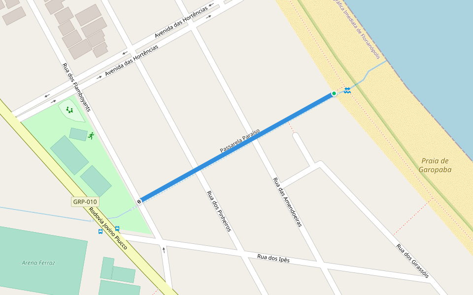 Passarela Paraíso walking route map in Garopaba