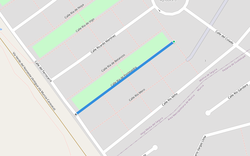 Calle Ría de Pontevedra walking route map in Molina de Segura