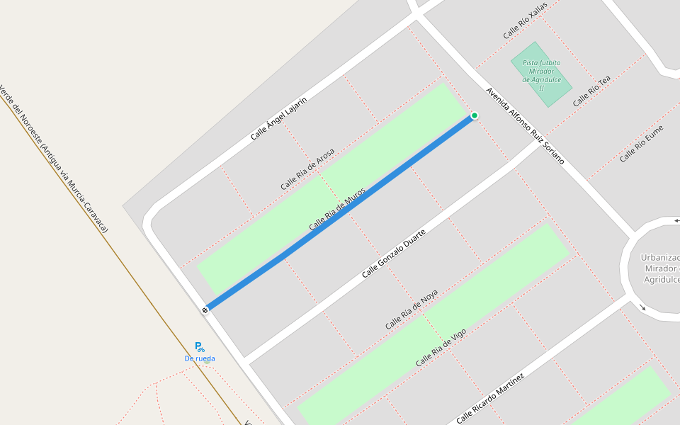 Calle Ría de Muros walking route map in Molina de Segura