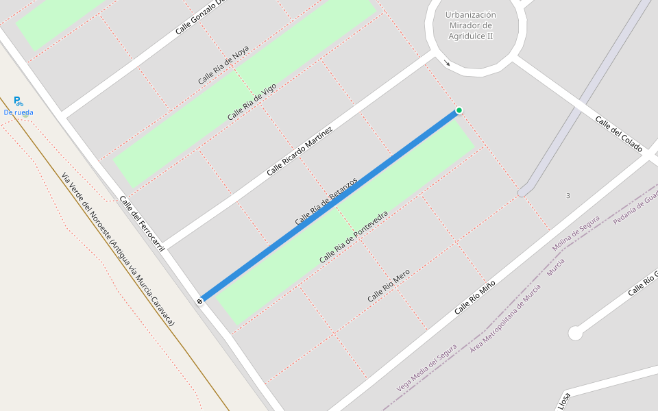 Calle Ría de Betanzos walking route map in Molina de Segura