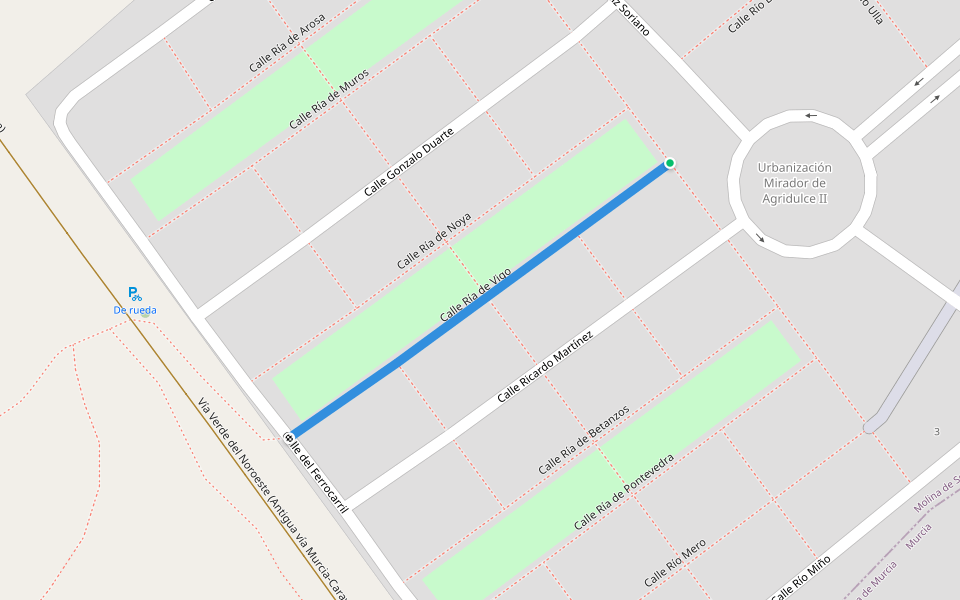 Calle Ría de Vigo walking route map in Molina de Segura