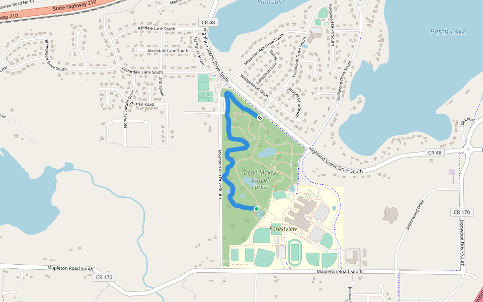 Aspen Avenue walking route map in Baxter