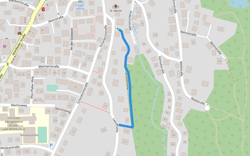 Prinzenhöhe walking route map in Herrsching am Ammersee