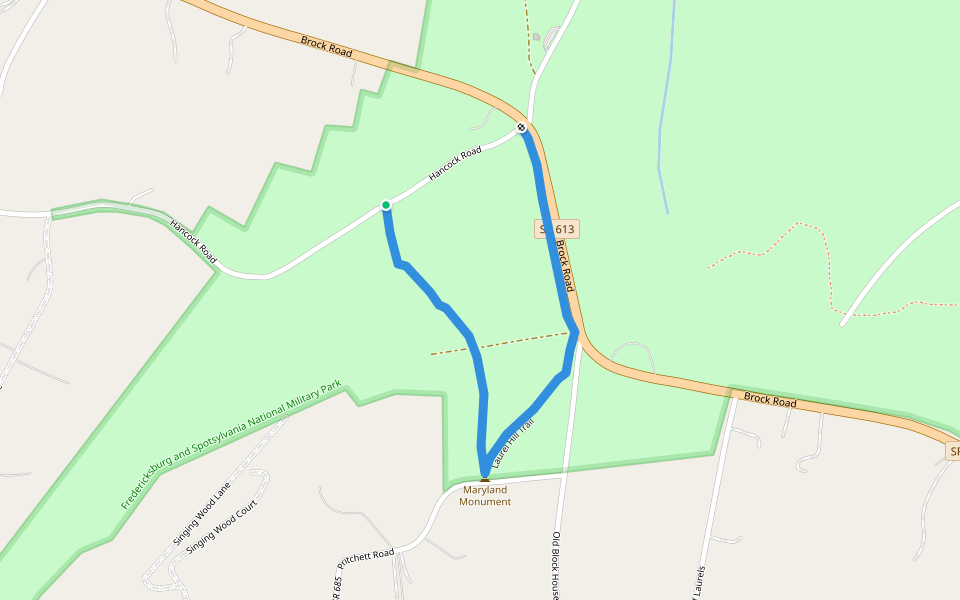 Laurel Hill Trail walking route map in Spotsylvania Courthouse