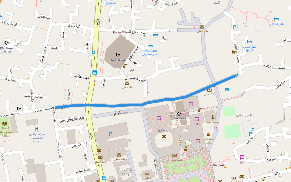 بازارچه نو غربی walking route map in اصفهان