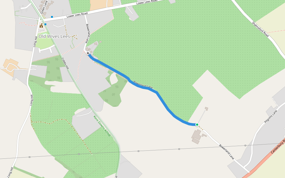 Bowerland Lane walking route map in Chilham