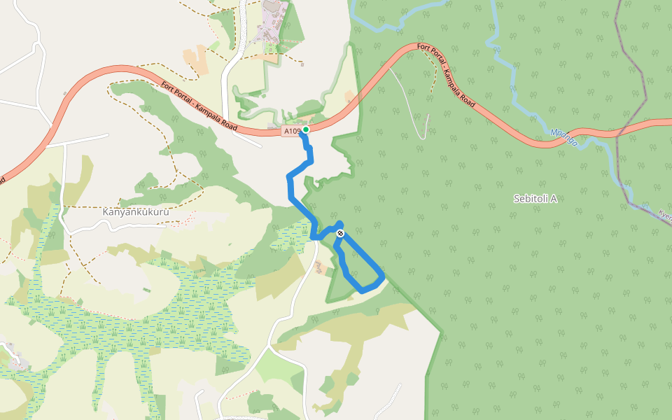 Kihingami Wetlands Forest Walk walking route map in Fort Portal