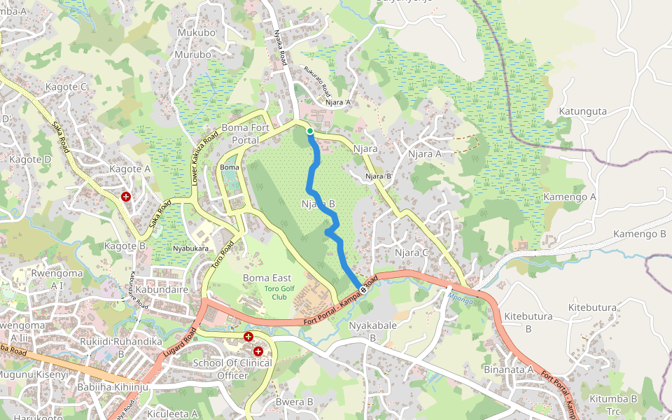 Toro Botanical Garden walking route map in Fort Portal