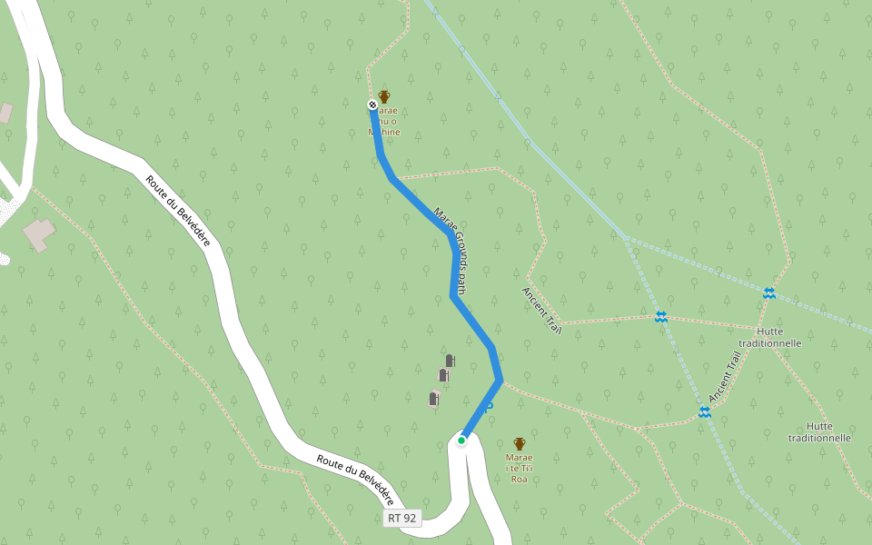 Marae Grounds path walking route map in Moorea-Maiao