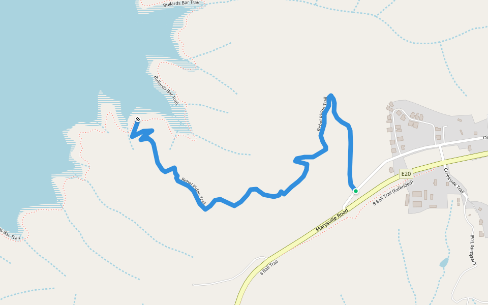 Rebel Ridge Trail walking route map in Camptonville