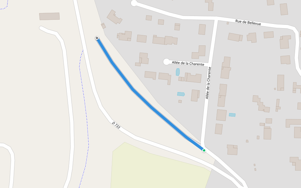 Rue du Pont Levant walking route map in Échillais