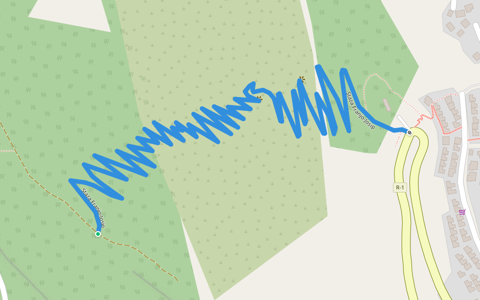 Staza Franjo-Josip walking route map in Kavač