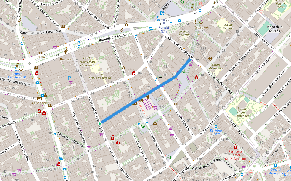 Carrer de Massenet walking route map in Santa Coloma de Gramenet