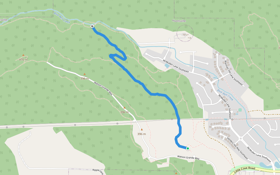 Big Bluff walking route map in Big Cove