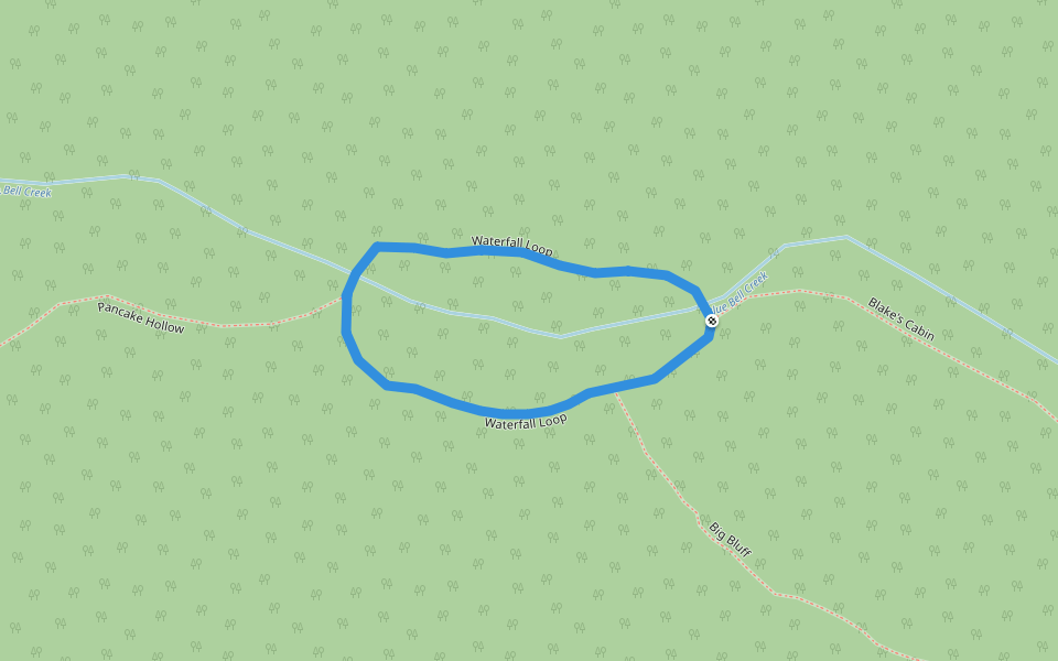 Waterfall Loop walking route map in Gurley