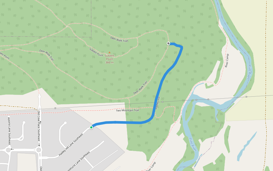 Hadley Hill walking route map in Gurley