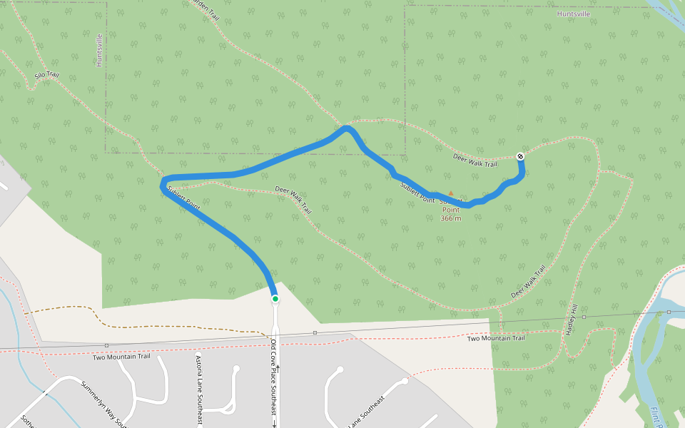 Sublett Point walking route map in Gurley
