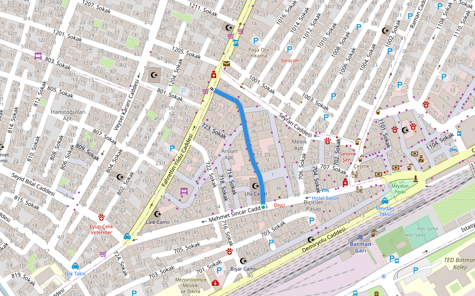 710. Sokak walking route map in Batman