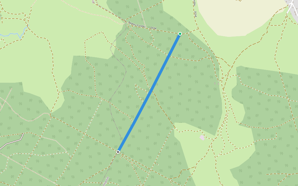 Steep climb/descent walking route map in Cordău