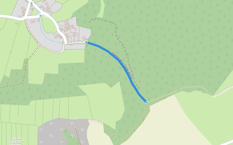 Chemin de la Gorge de Lys walking route map in Sassangy