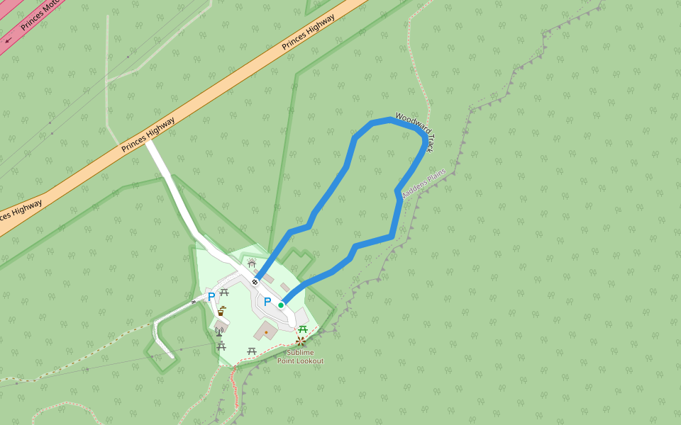 Woodward Track walking route map in Maddens Plains