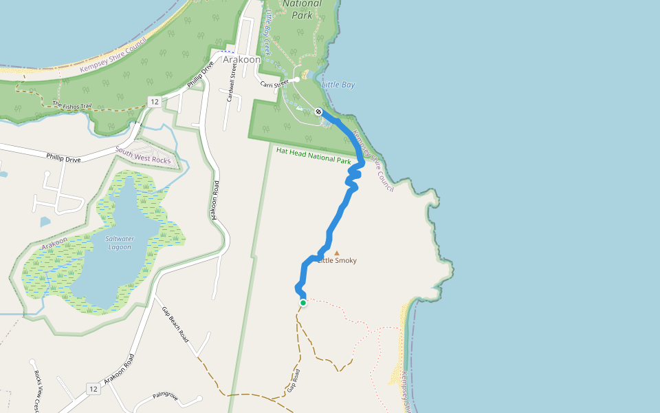 Smoky Cape Track walking route map in Arakoon