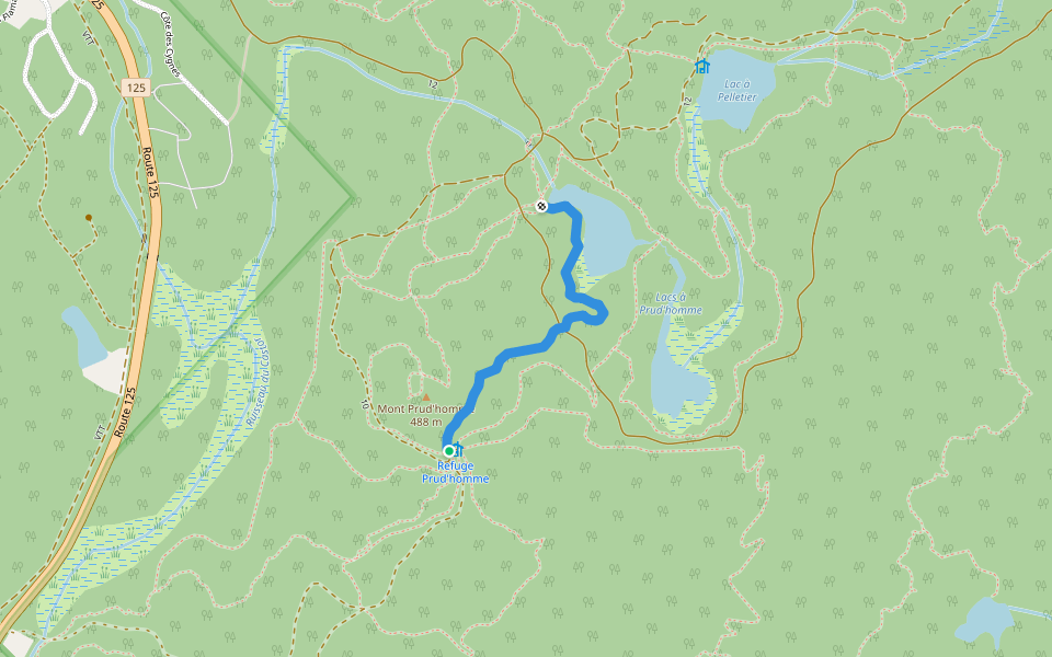 Boucle du mont Prud'homme walking route map in Notre-Dame-de-la-Merci