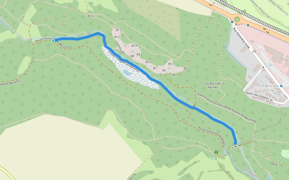 Route Forestière de Mérancy walking route map in Magny-les-Hameaux