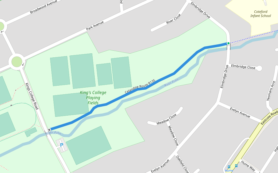 Celandine Route R135 walking route map in Ruislip