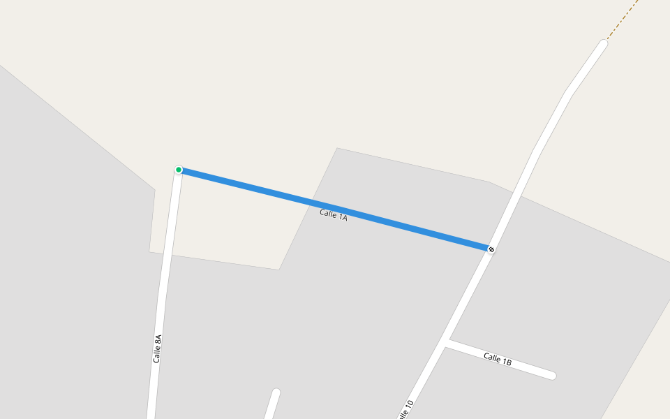 Calle 1A walking route map in Xocén