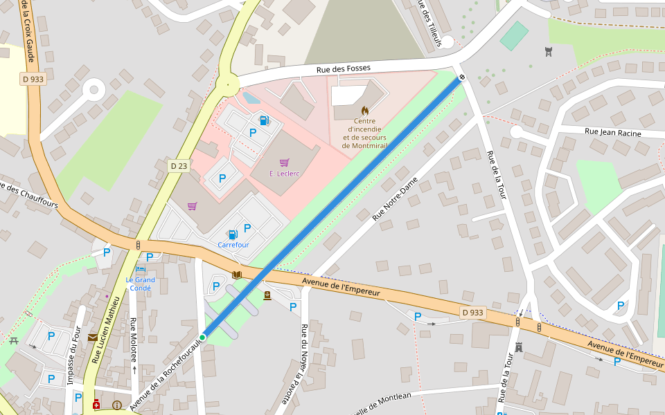 Les Avenues walking route map in Montmirail