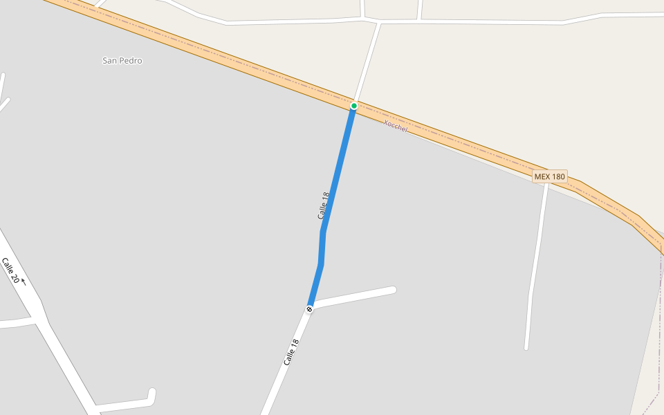 Calle 18 walking route map in Xocchel