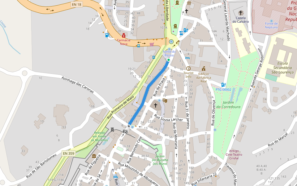 Rua 5 de Outubro walking route map in Reguengo