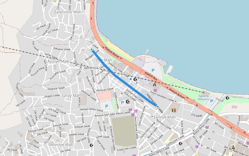Sırrı Paşa Caddesi walking route map in Ordu