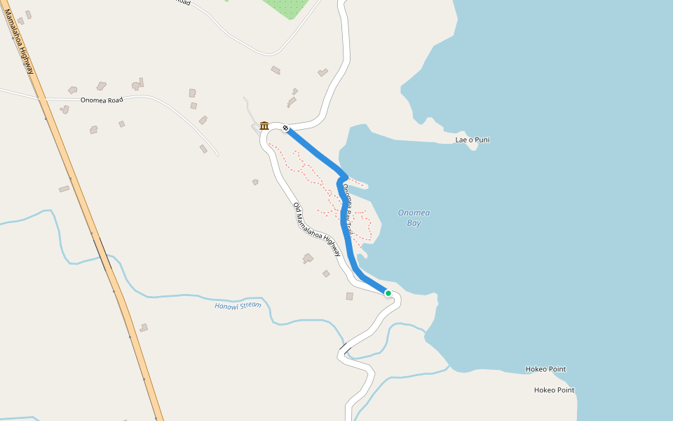 Onomea Bay Trail walking route map in Papaikou