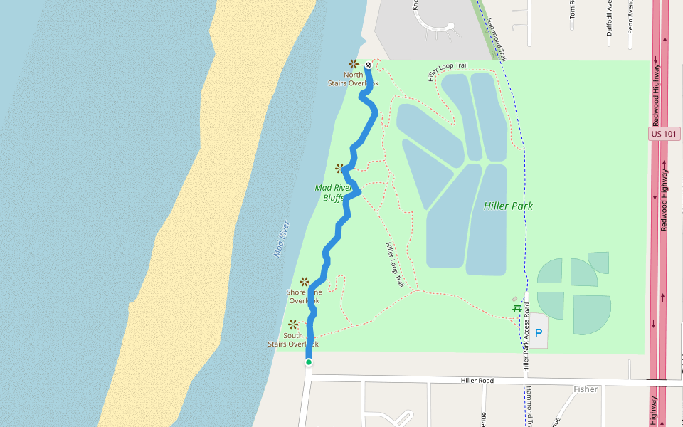 Mad River Bluffs Trail walking route map in McKinleyville