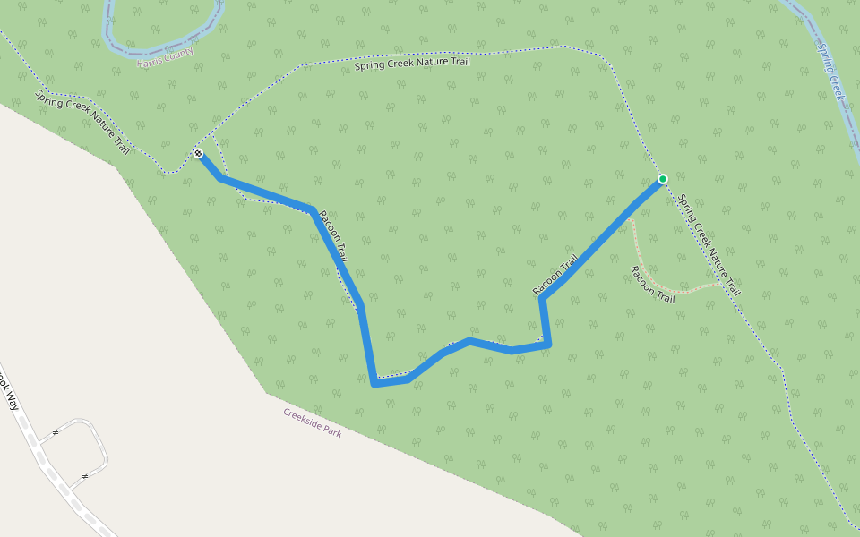 Racoon Trail walking route map in Spring