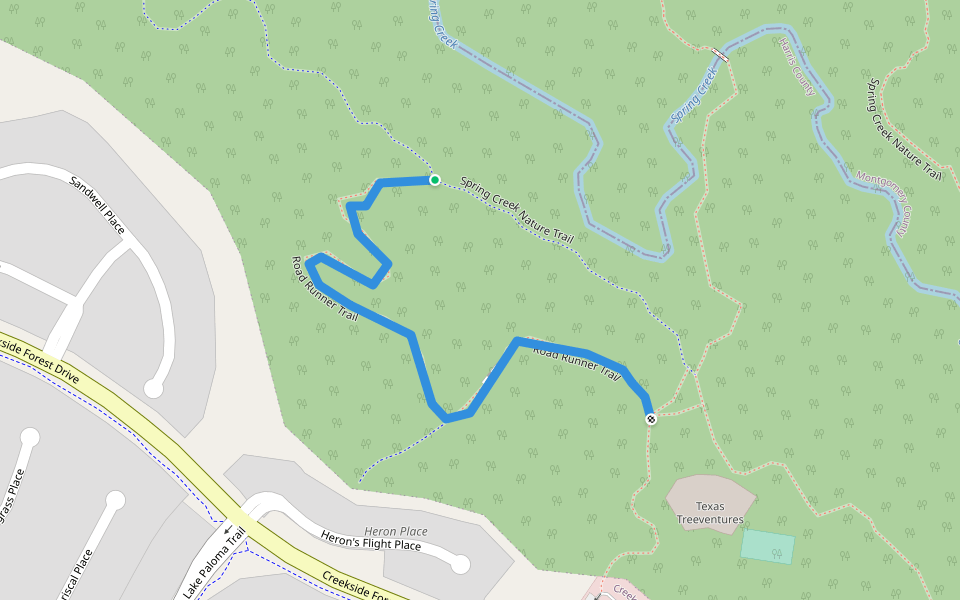 Road Runner Trail walking route map in Spring