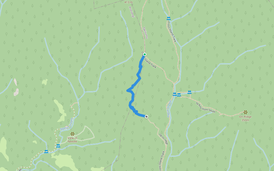 Hard Scramble - No reward Along Pipe walking route map in Tereora