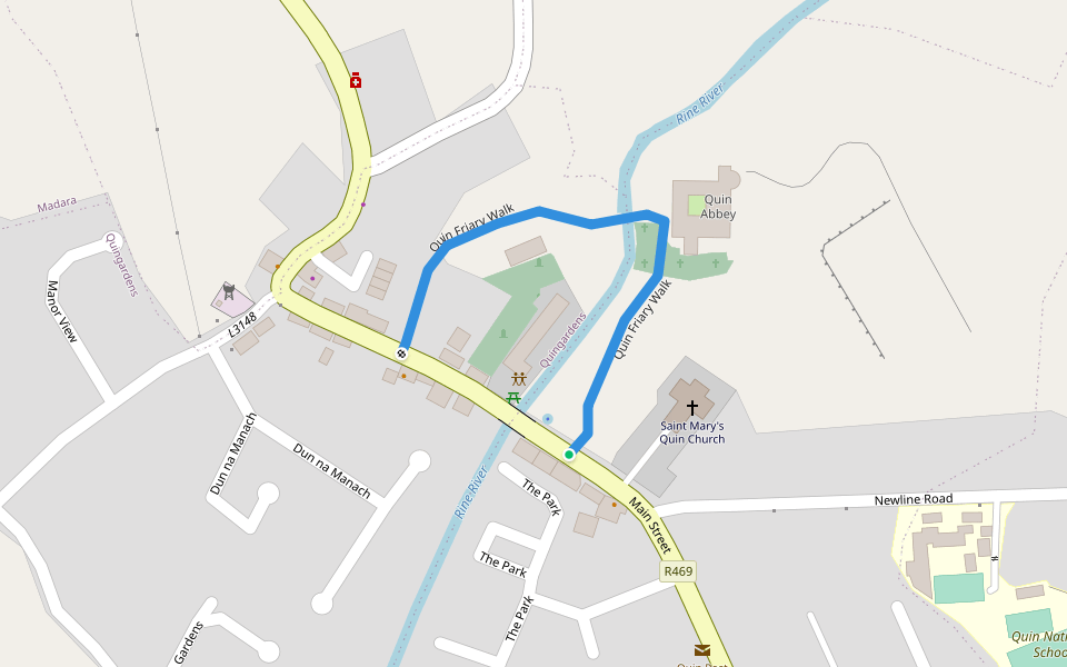 Quin Friary Walk walking route map in Quin