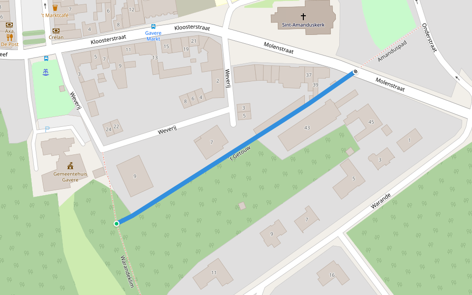 ´t Getouw walking route map in Gavere