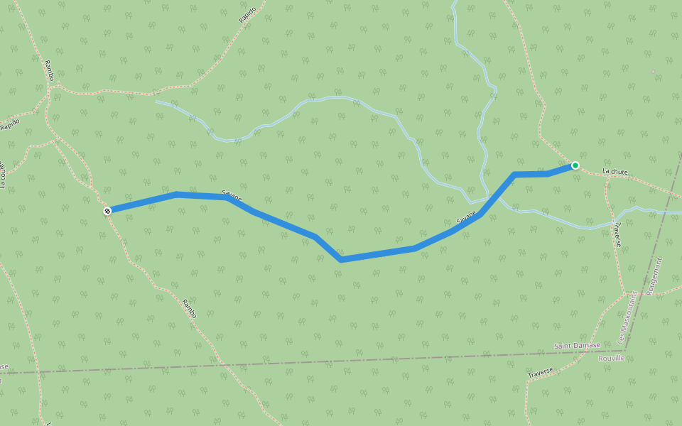 Savane walking route map in Saint-Damase