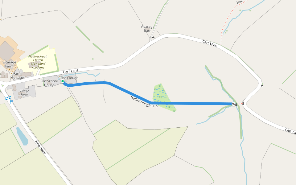 Hollinsclough FP 5 walking route map in Hollinsclough