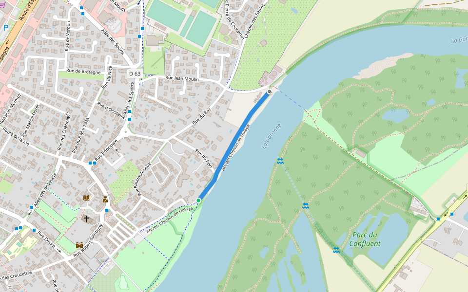 Ancien Chemin de Halage walking route map in Portet-sur-Garonne