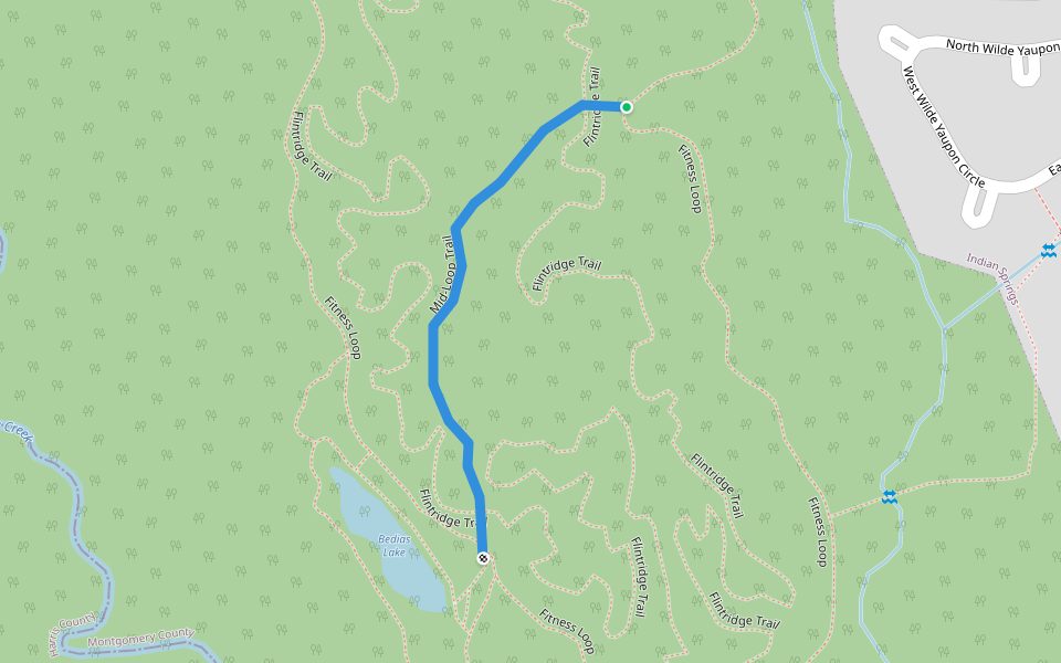 Mid-Loop Trail walking route map in Spring