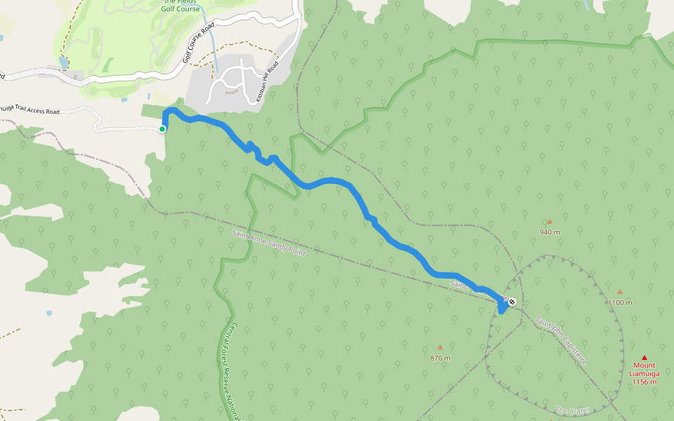 Mount Liamuiga Trail walking route map in Saint Pauls
