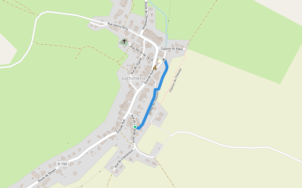 Sentier du Thieulot walking route map in Vathiménil