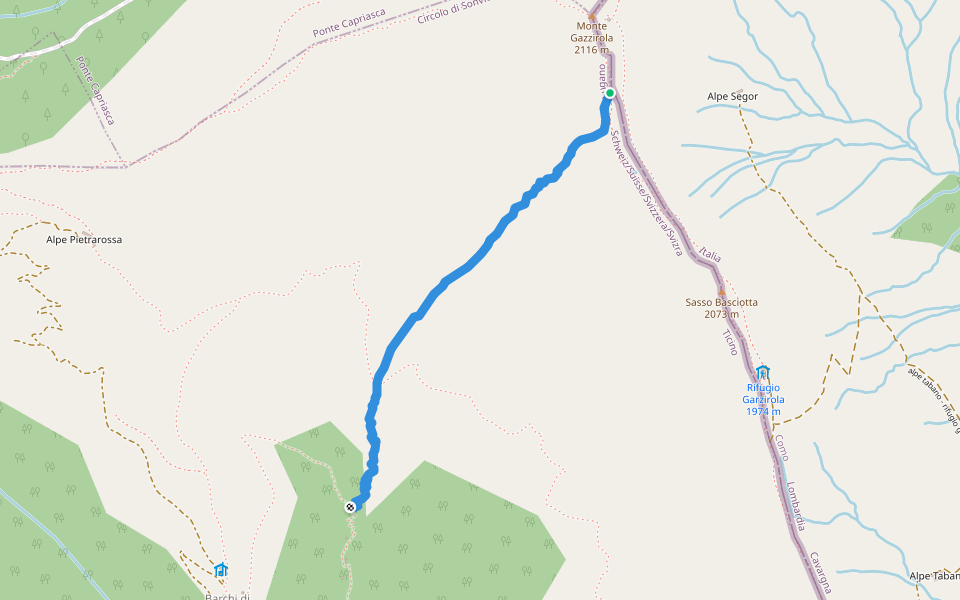 Costone di Cozzo walking route map in Lugano