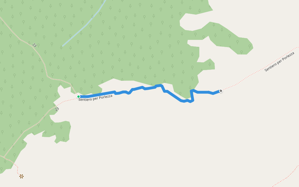 Sentiero per Porlezza walking route map in Cima