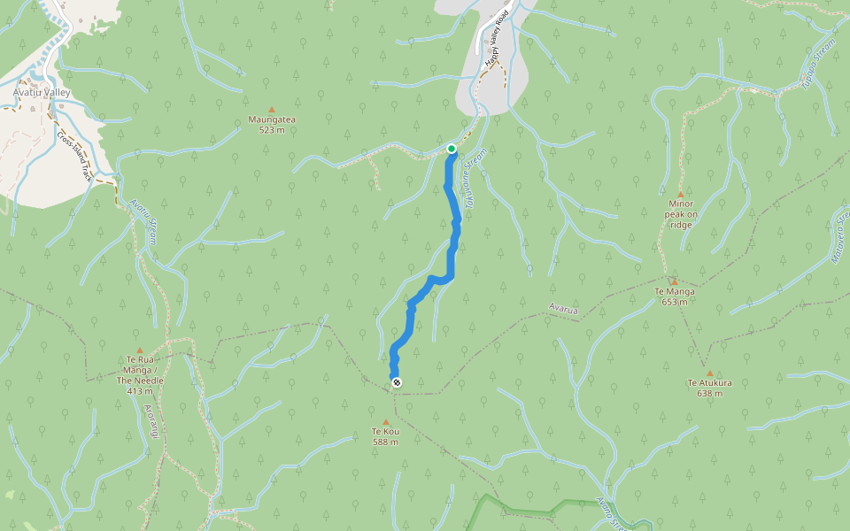 Te Kou Track walking route map in Avarua